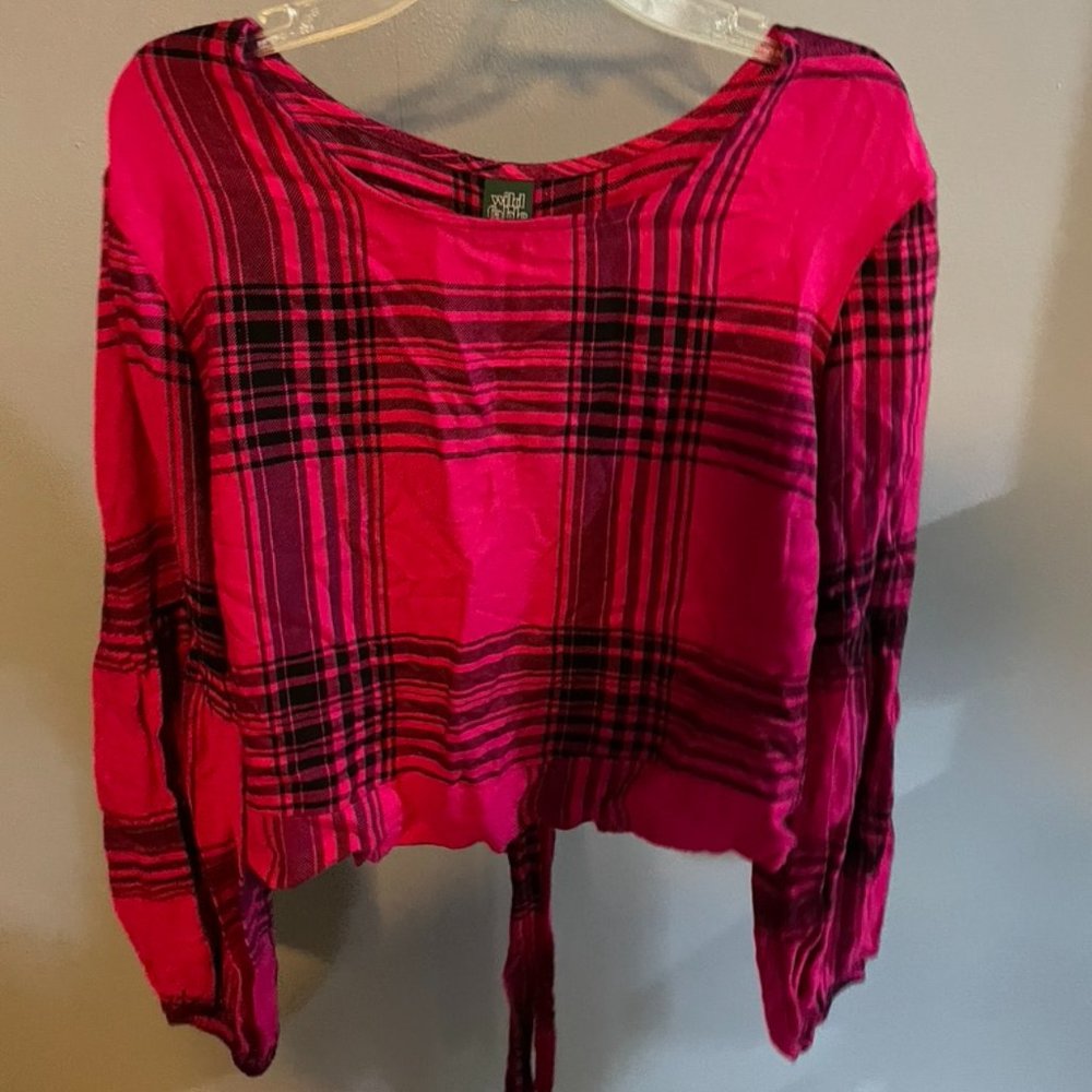Hot Pink Plaid Blouse